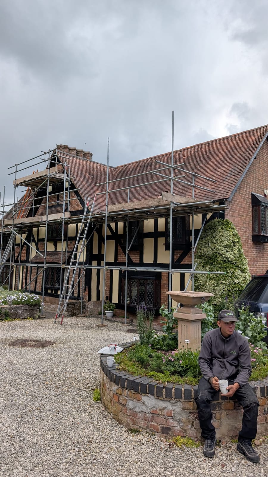 Scaffolding erected first day on site in Barnt Green