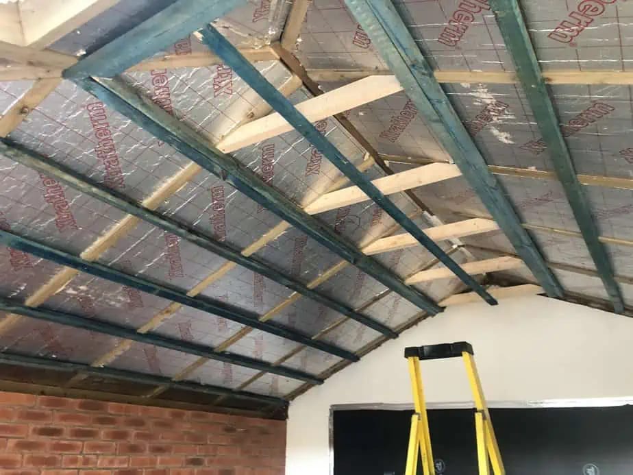Timber roof rafters with PIR insulation